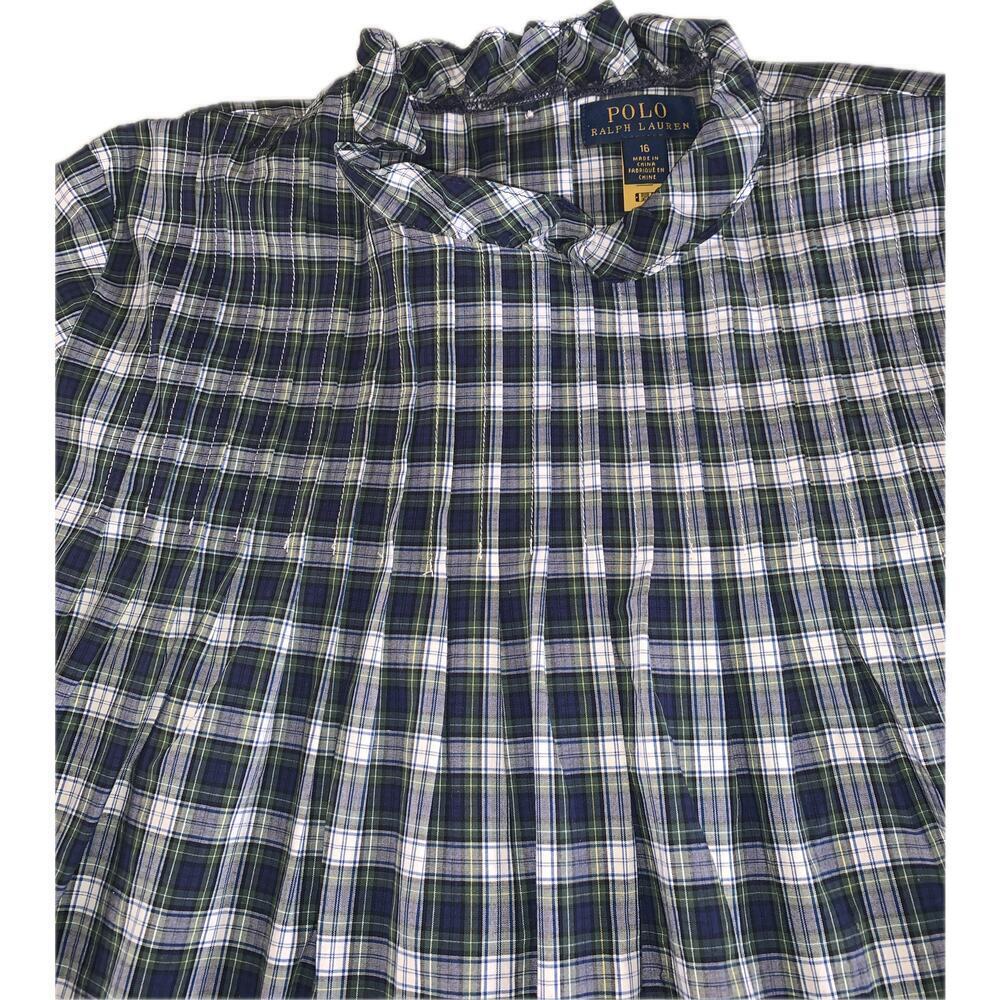 Polo Ralph Lauren Girls Ruffled Babydoll Plaid Long Sleeve Peasant Blouse 16 - Picture 5 of 11